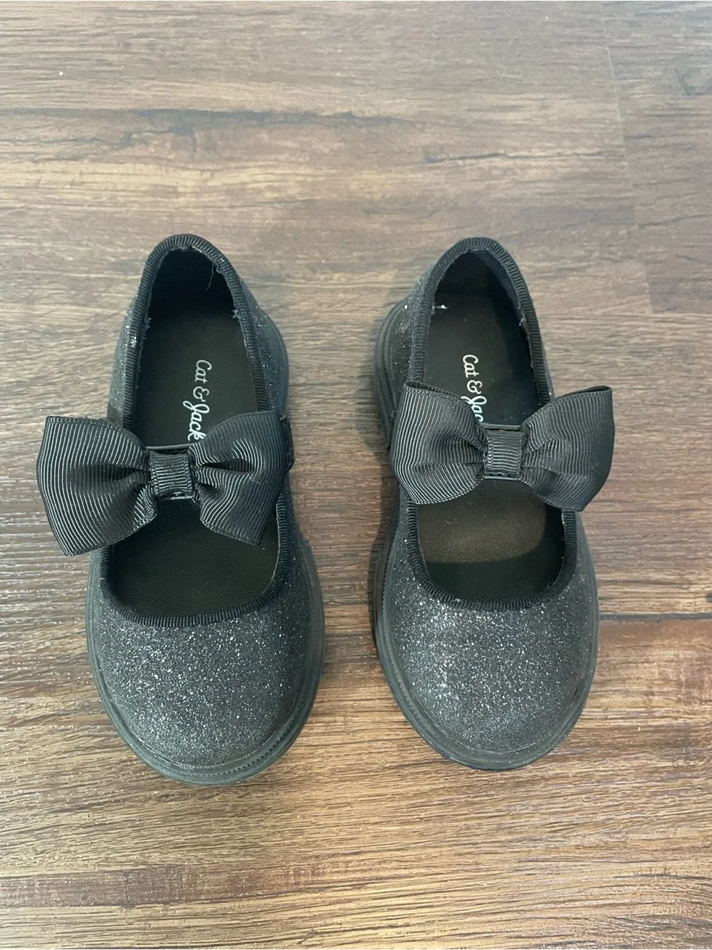 Kids Cat & Jack Sparkle Mary Jane Shoes with Bow - Black 6 Toddler